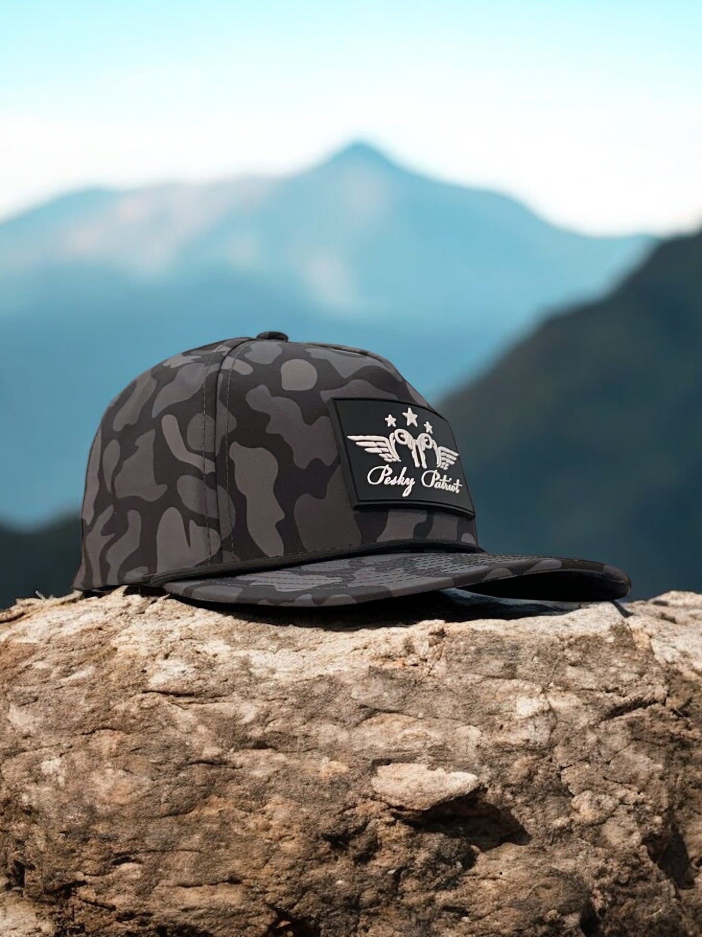 Blackout Camo Pesky Patriot PVC Patch Hat